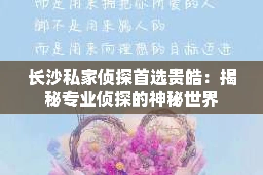 长沙私家侦探首选贵皓：揭秘专业侦探的神秘世界