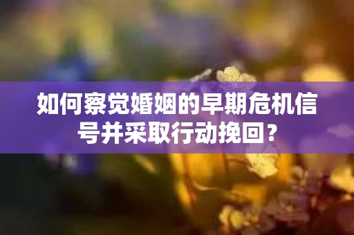 如何察觉婚姻的早期危机信号并采取行动挽回？